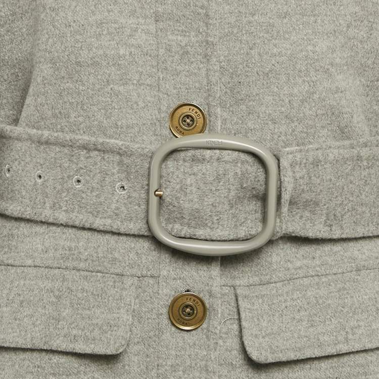 مملوكة مسبقًا Fendi Grey Wool Felt Belted Coat S