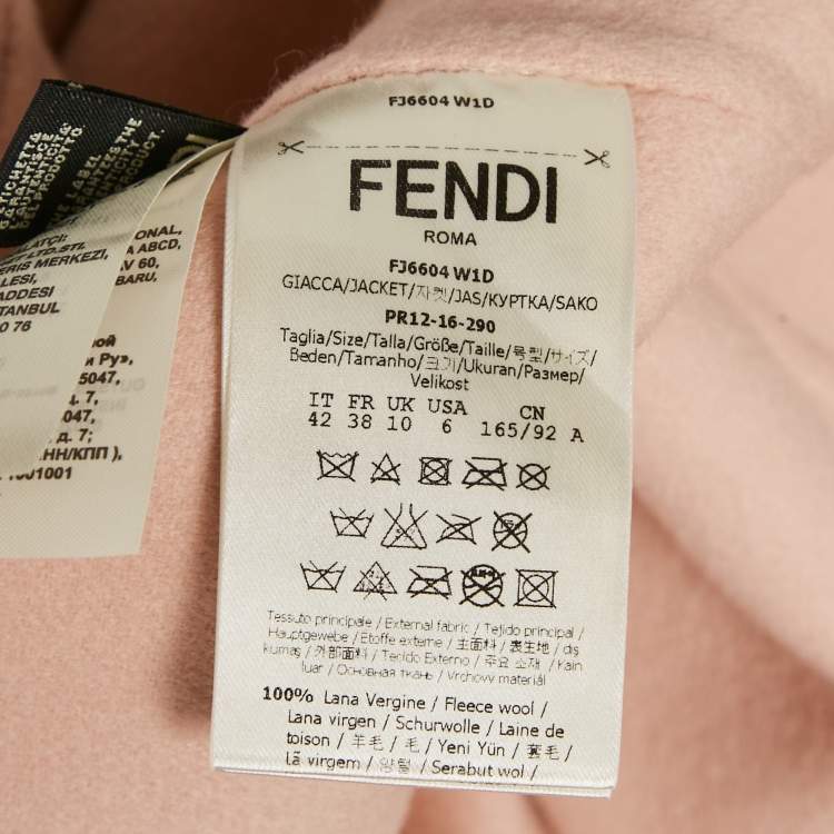 Pre Owned Fendi Light Pink Wool & Fur Trim Cape M