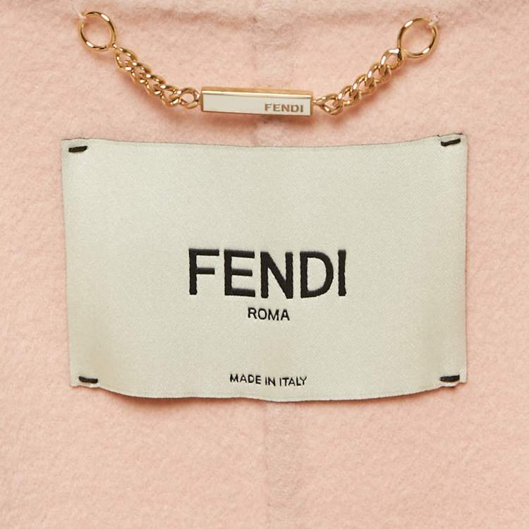 Pre Owned Fendi Light Pink Wool & Fur Trim Cape M