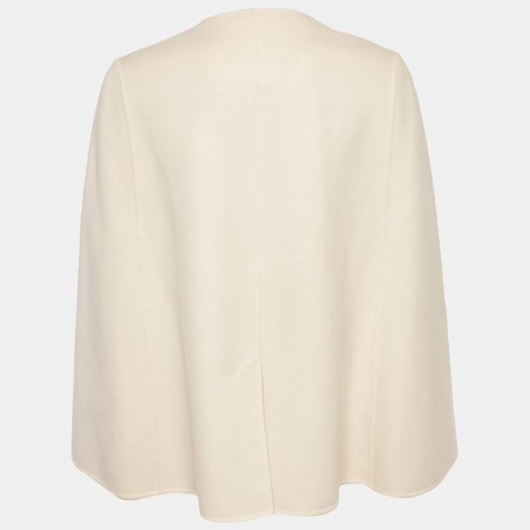 Pre Owned Fendi Light Pink Wool & Fur Trim Cape M