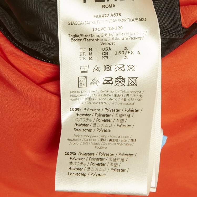 Pre Owned Fendi Brown/Orange Zucca Print Synthetic Reversible Puffer Jacket M