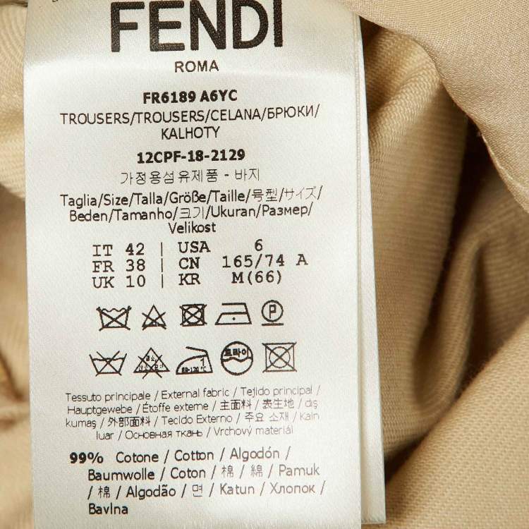 مملوكة مسبقًا Fendi Beige Cotton Belted Cargo Pants M