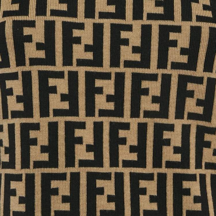 Pre Owned Fendi Vintage Brown Zucca Wool Knit Turtle Neck Pullover M