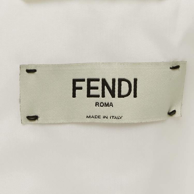 Pre Owned Fendi White Logo Print Technical Jersey Ski Jacket M