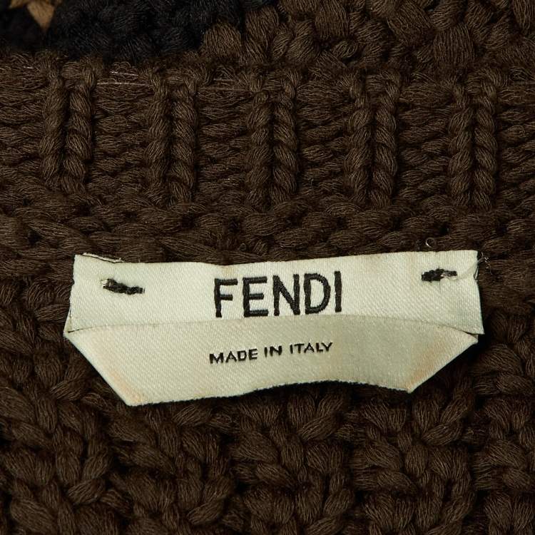 Pre Owned Fendi Brown Cotton Knit Sleeveless Pullover M