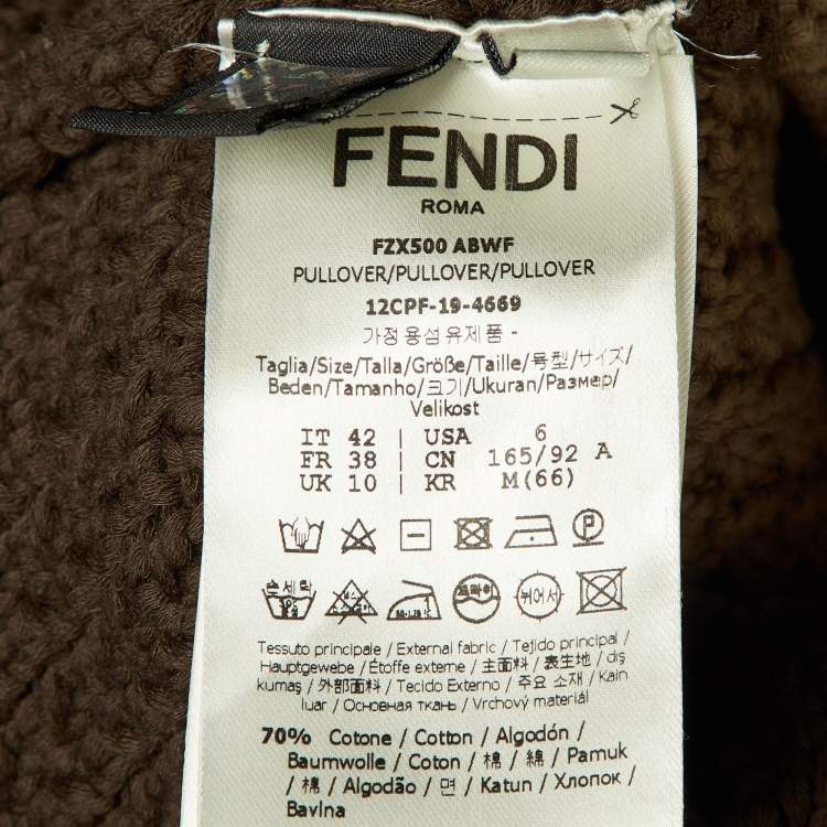 Pre Owned Fendi Brown Cotton Knit Sleeveless Pullover M