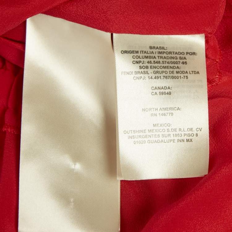 Pre Owned Fendi Red Floral Print Brocade Mock Neck Maxi Dress S