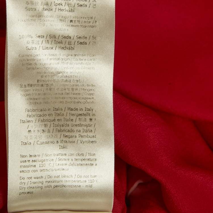 Pre Owned Fendi Red Floral Print Brocade Mock Neck Maxi Dress S