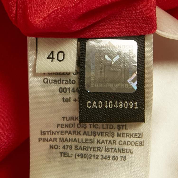 Pre Owned Fendi Red Floral Print Brocade Mock Neck Maxi Dress S