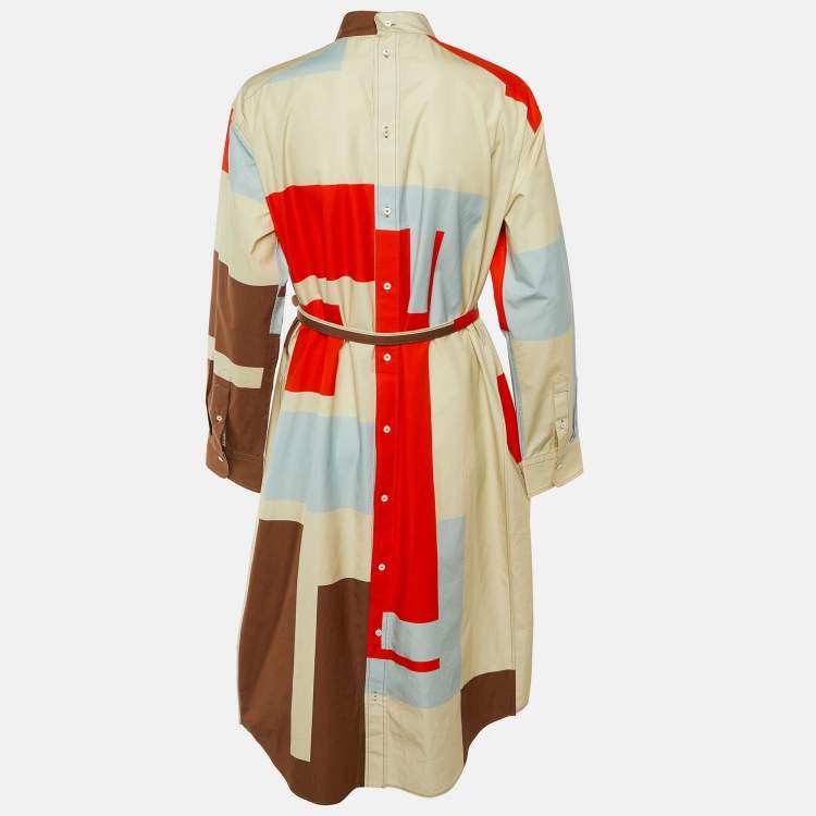 Pre Owned Fendi Multicolor Puzzle Print Cotton Shirt Dress M 