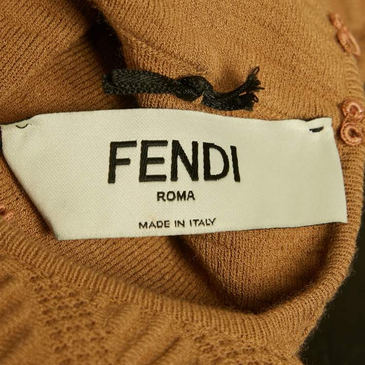 Pre Owned Fendi Brown Knit Sweater S