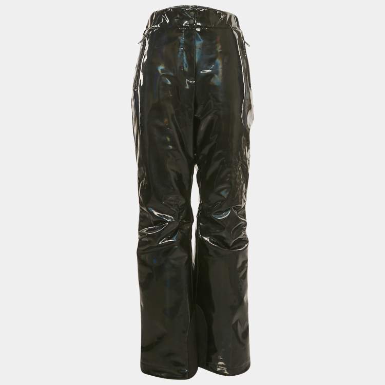 مملوكة مسبقًا Fendi Black Logo Strip Holographic Synthetic Ski Pants L