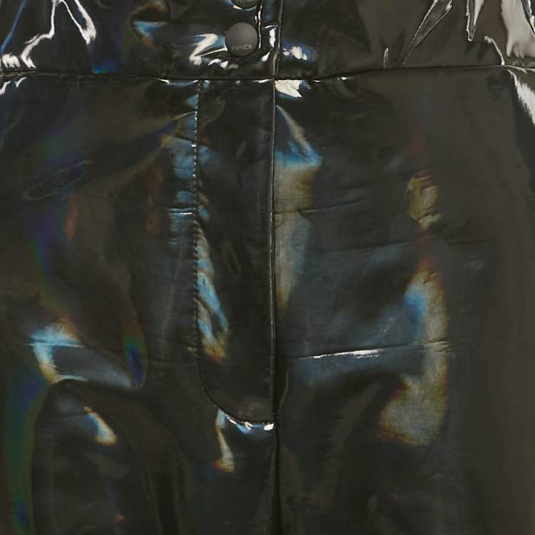 مملوكة مسبقًا Fendi Black Logo Strip Holographic Synthetic Ski Pants L