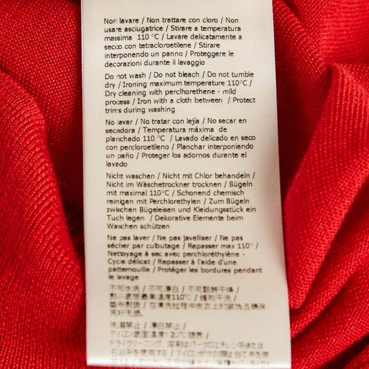 Pre Owned Fendi Red Cashmere Neck Embellished Jumper S