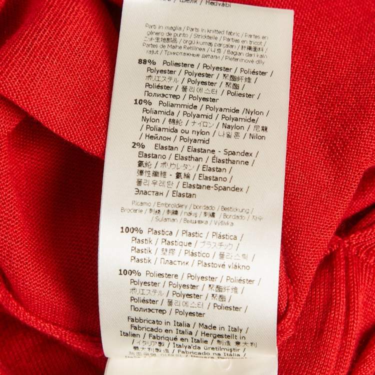 Pre Owned Fendi Red Cashmere Neck Embellished Jumper S