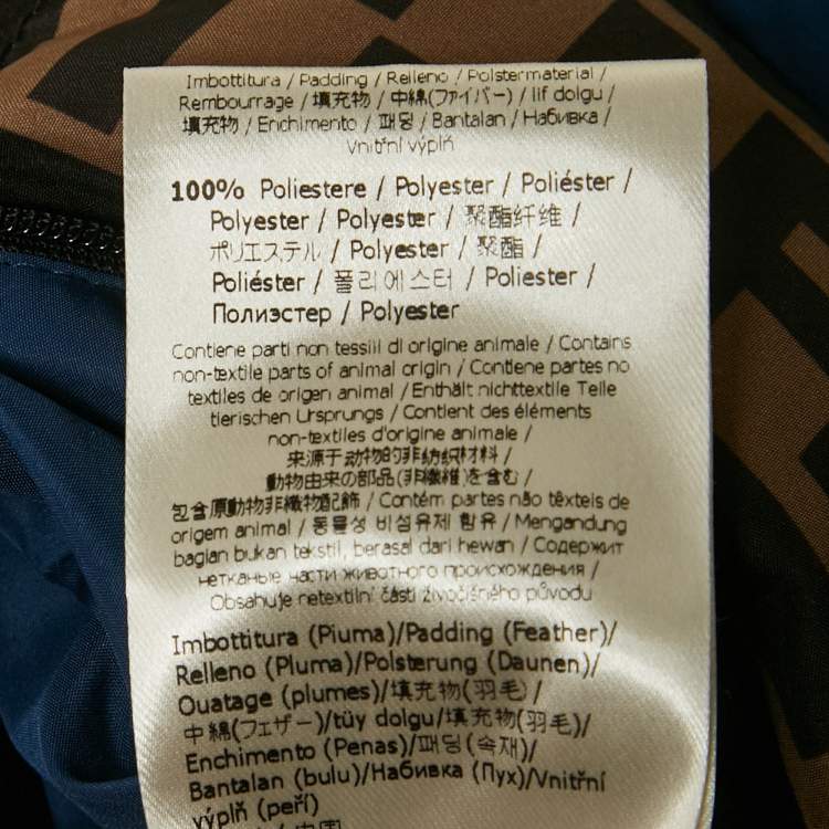 Pre Owned Fendi Brown/Blue FF Zucca Pattern Synthetic Reversible Biker Jacket M