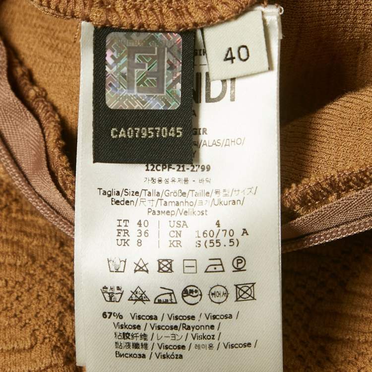 مملوكة مسبقًا Fendi Beige FF Logo Pattern Stretch Knit Pencil Skirt S