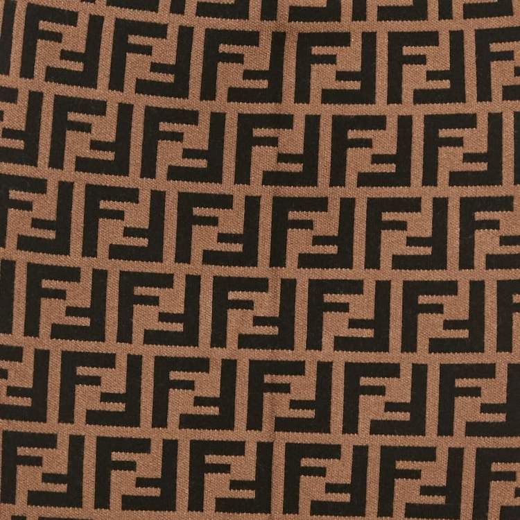 Pre Owned Fendi Brown Zucca Monogram Knit Midi Skirt M