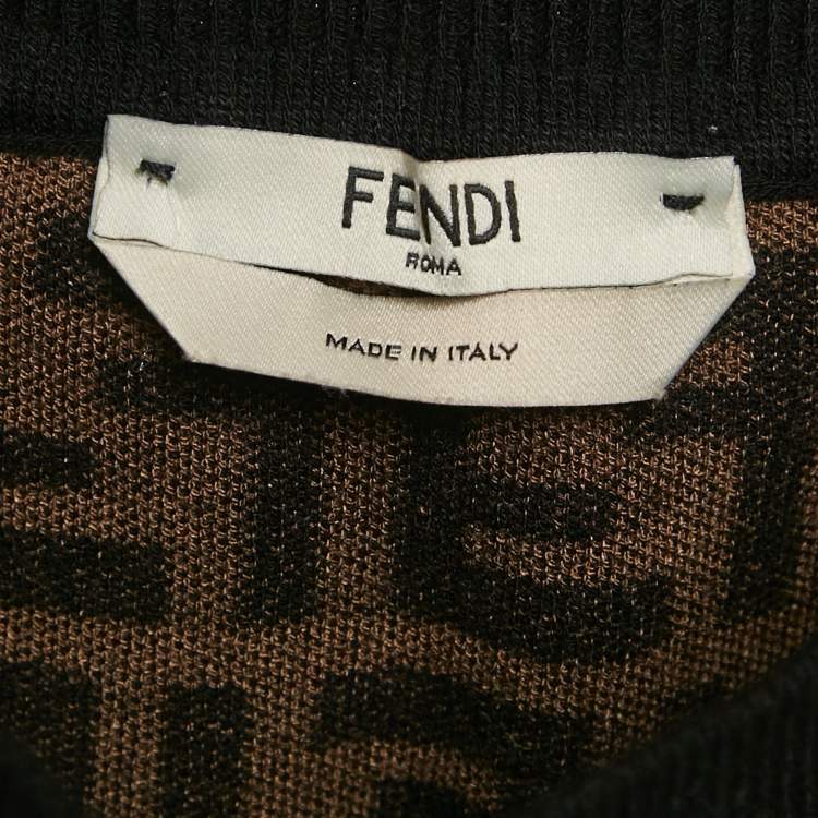 Pre Owned Fendi Brown Zucca Monogram Knit Midi Skirt M