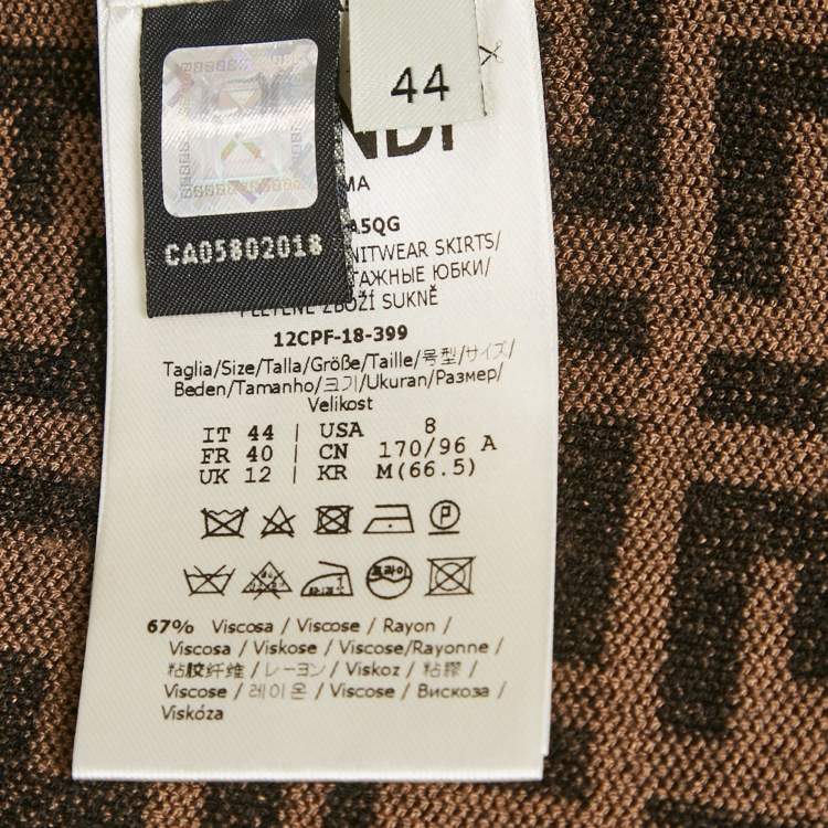 Pre Owned Fendi Brown Zucca Monogram Knit Midi Skirt M
