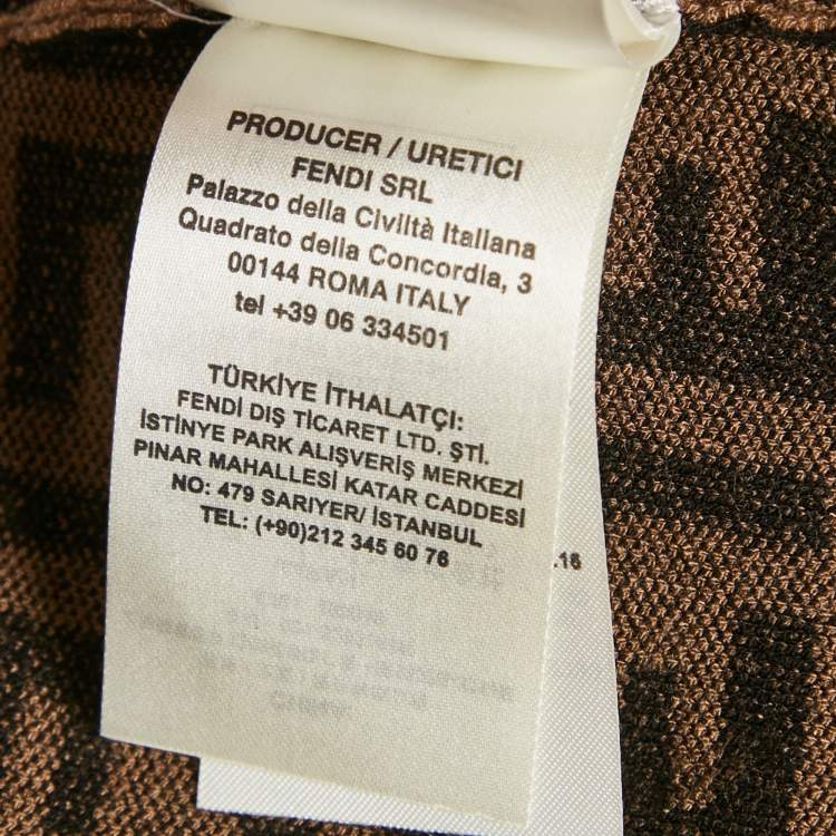 Pre Owned Fendi Brown Zucca Monogram Knit Midi Skirt M
