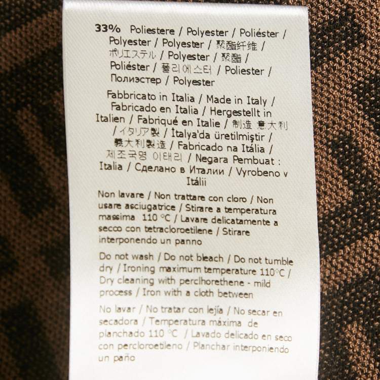 Pre Owned Fendi Brown Zucca Monogram Knit Midi Skirt M