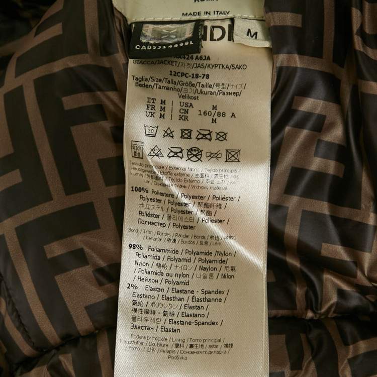 Pre Owned Fendi x Fila Blue/Brown Zucca Print Synthetic Reversible Down Jacket M