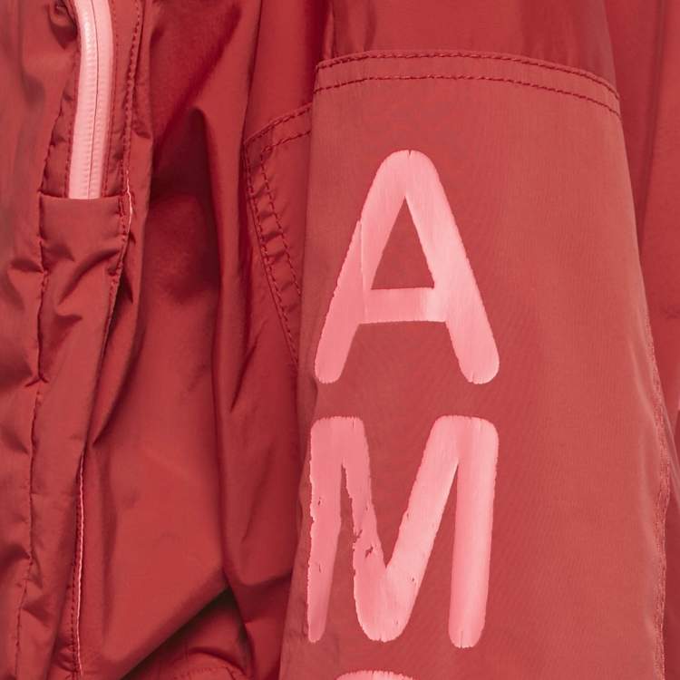 Pre Owned Fendi Red Synthetic Amor Short Hooded Jacket XS