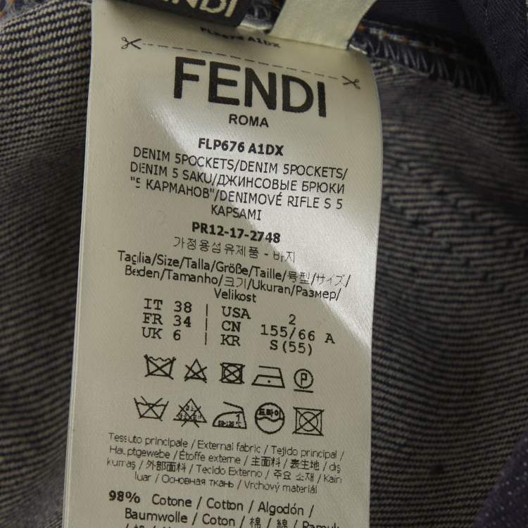 Pre Owned Fendi Dark Blue Denim Pleated High Rise Jeans S/Waist 25"