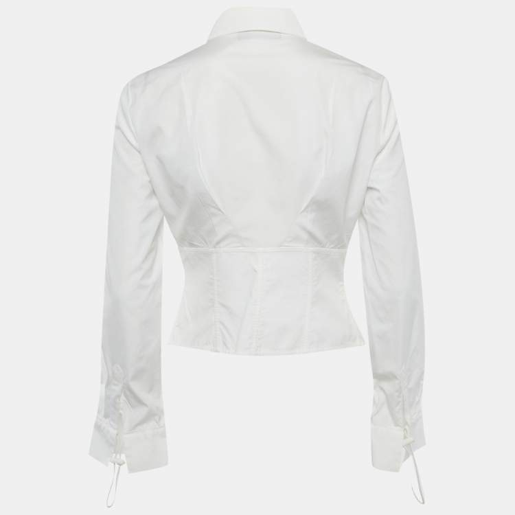 Pre Owned Fendi White Cotton Corset Shirt S