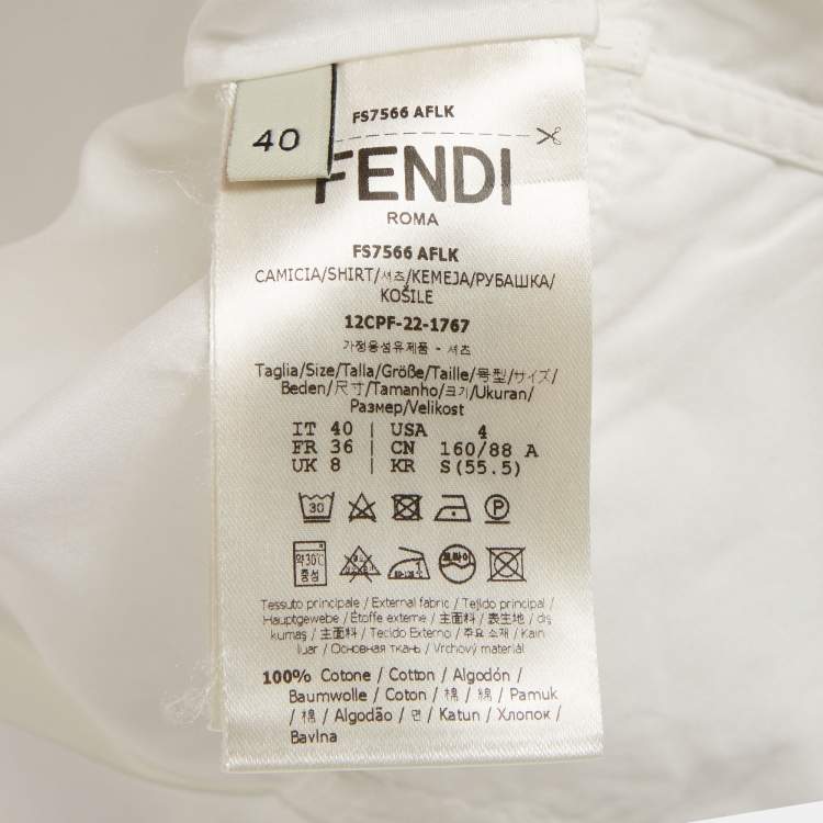 Pre Owned Fendi White Cotton Corset Shirt S