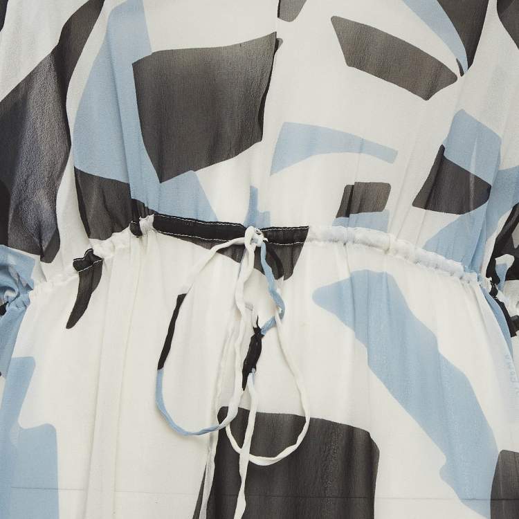 Pre Owned Fendi Multicolour Geometric Print Silk Drawstrings Sarongs S