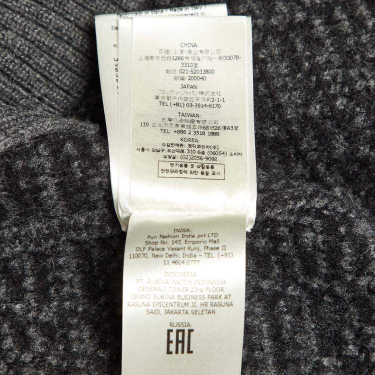 Pre Owned Fendi Grey/Black FF Monogram Cashmere Mock Neck Pullover M