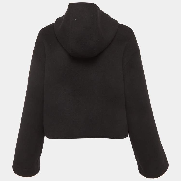 Pre Owned Fendi Black Wool Zucca Monogram Reversible Jacket S