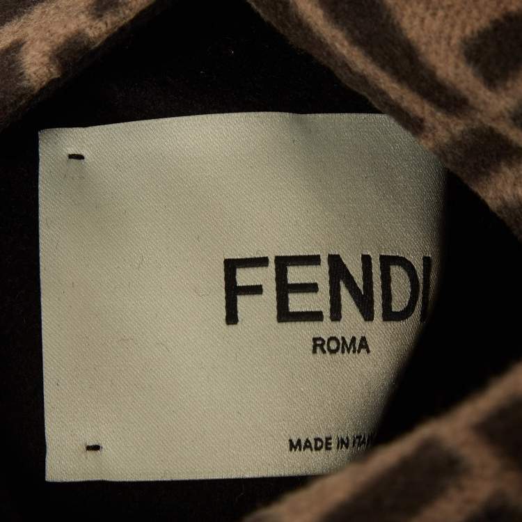 Pre Owned Fendi Black Wool Zucca Monogram Reversible Jacket S