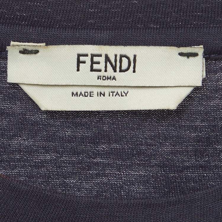 Pre Owned Fendi Navy Blue Palace Print Jersey T-Shirt S