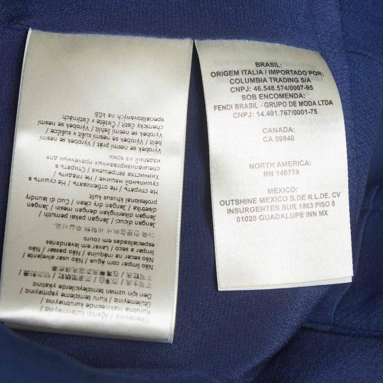 Pre Owned Fendi Blue Silk Blend Waist Cut-Out Jacket Dress M