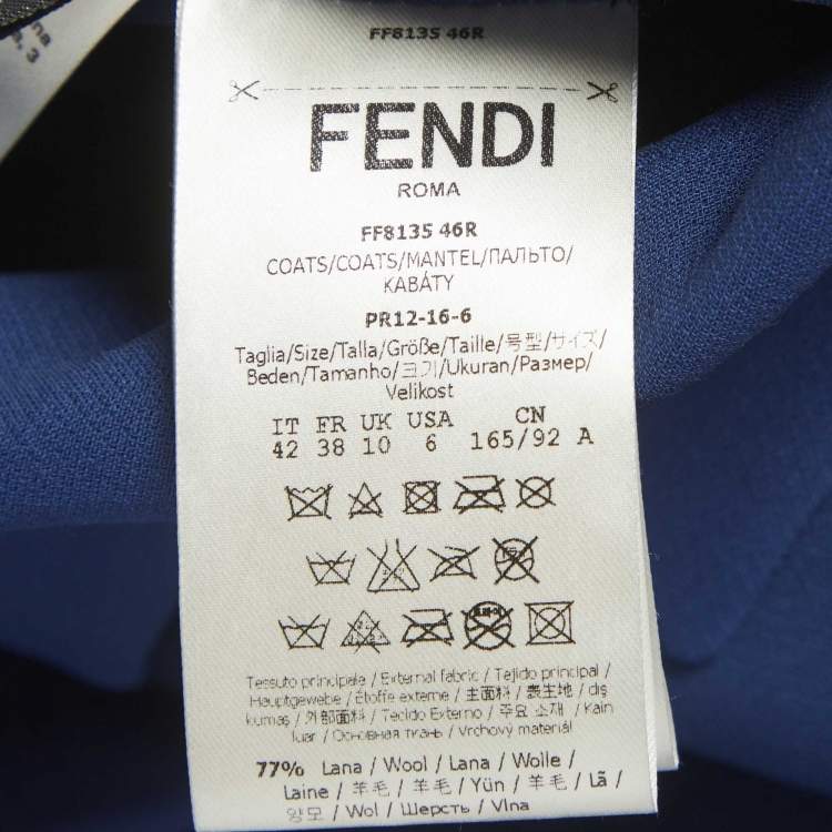 Pre Owned Fendi Blue Silk Blend Waist Cut-Out Jacket Dress M