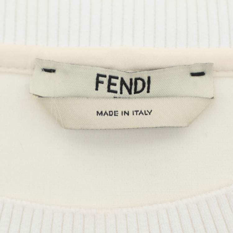 Pre Owned Fendi White Cotton Bugs Eye Top S