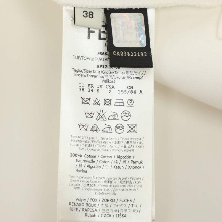 Pre Owned Fendi White Cotton Bugs Eye Top S