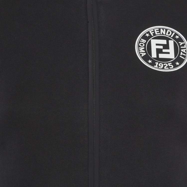 Pre Owned Fendi Black Jersey FF Logo Detail Track Jacket S