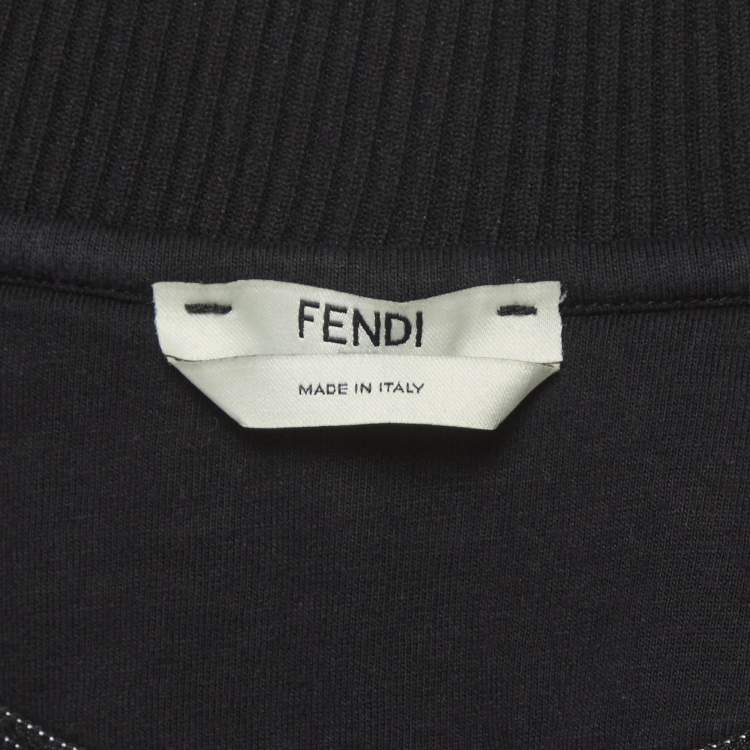 Pre Owned Fendi Black Jersey FF Logo Detail Track Jacket S