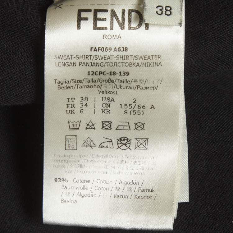 Pre Owned Fendi Black Jersey FF Logo Detail Track Jacket S