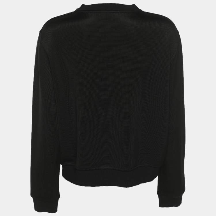 Pre Owned Fendi Black Jersey Mink Fur Trim Karlito Sweatshirt S