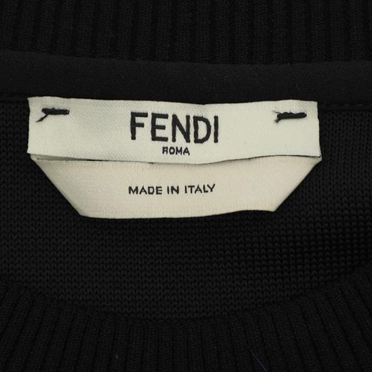 Pre Owned Fendi Black Jersey Mink Fur Trim Karlito Sweatshirt S