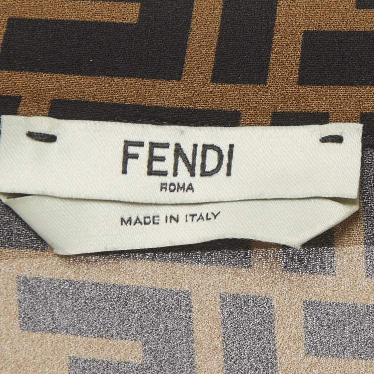 Pre Owned Fendi Brown FF Silk Long Sleeve Shirt S
