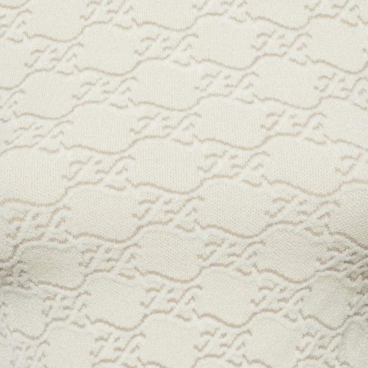 Pre Owned Fendi Off-White 3D FF Karligraphy Motif Turtleneck Sweater XS