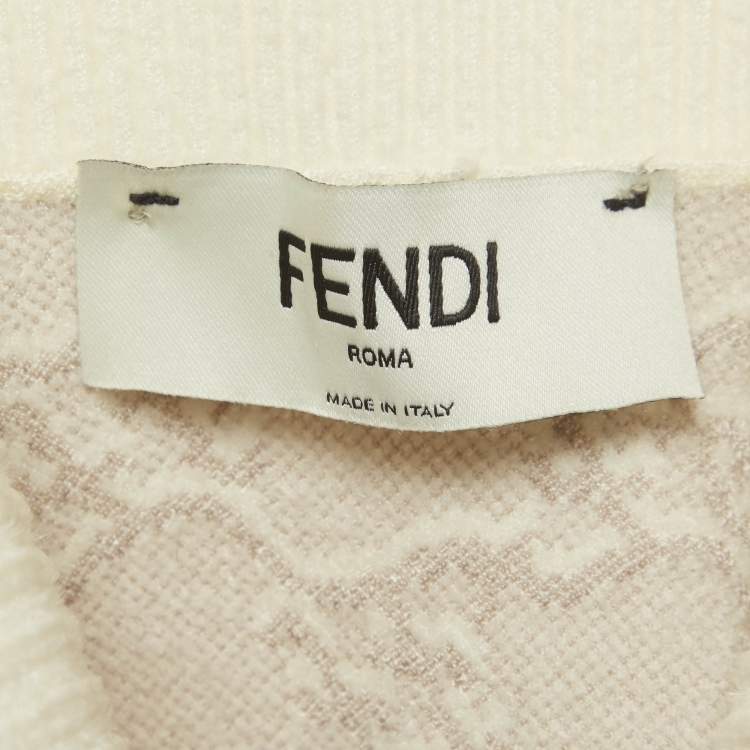 Pre Owned Fendi Off-White 3D FF Karligraphy Motif Turtleneck Sweater XS