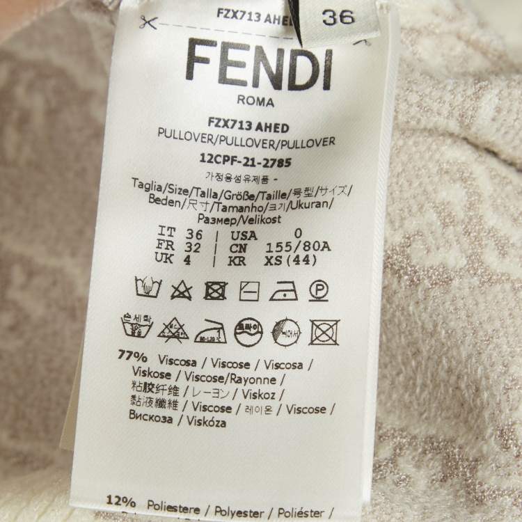 Pre Owned Fendi Off-White 3D FF Karligraphy Motif Turtleneck Sweater XS