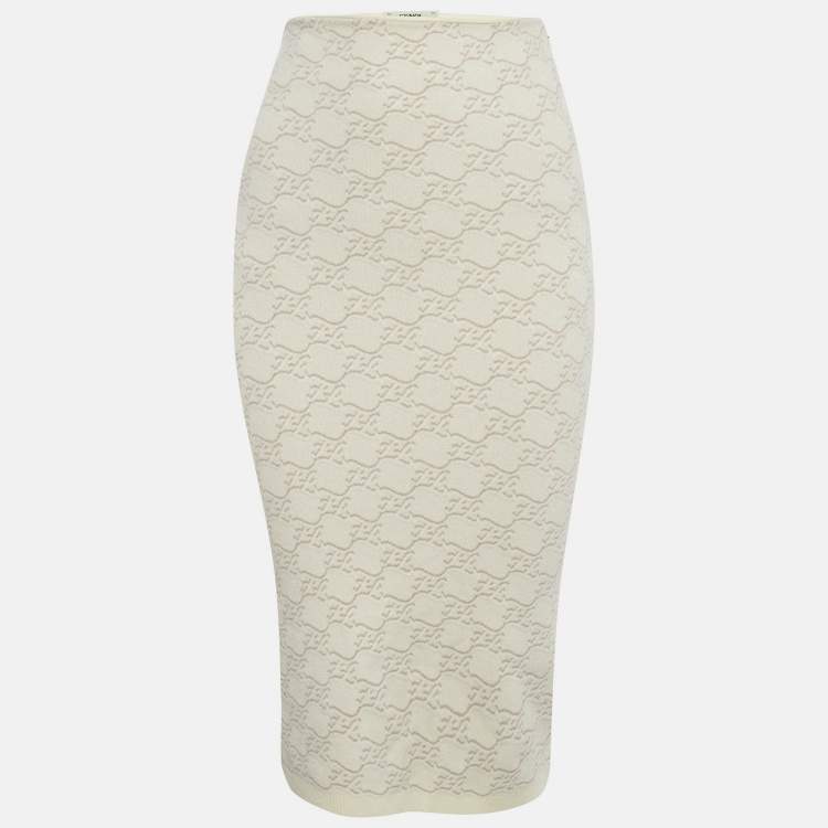 Pre Owned Fendi Off-White 3D FF Karligraphy Motif Midi Skirt XS